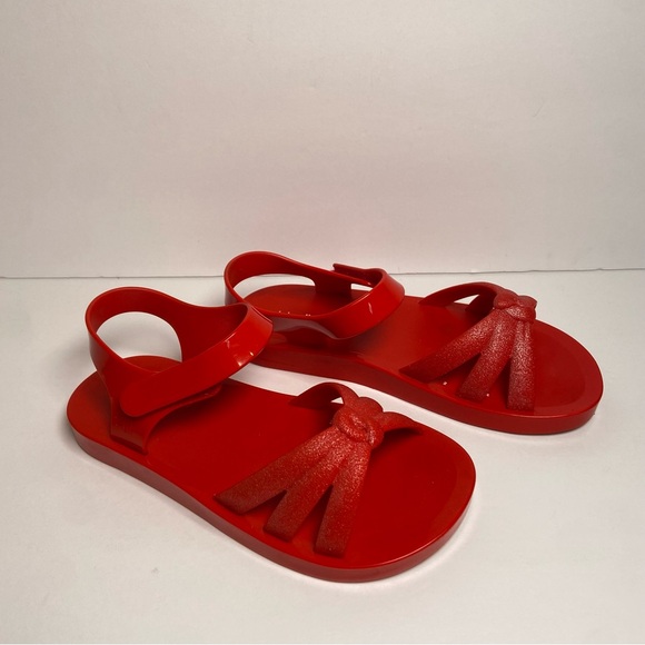 Mini Melissa Other - Mini Melissa Girls Size 3 Red Glitter Precious Summer Beachy Scented Sandal Shoe